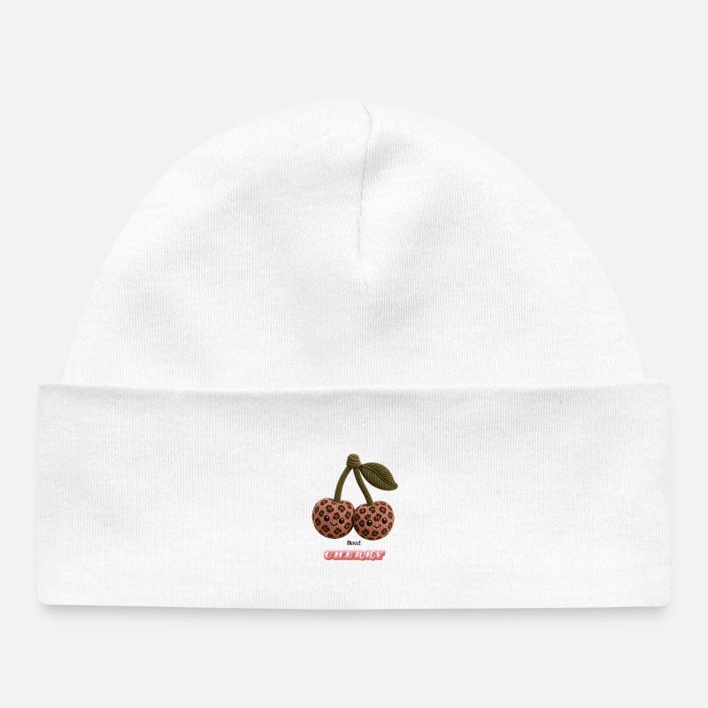 Duo de câlins Cerises Léopard - Bonnet bébé bio - blanc