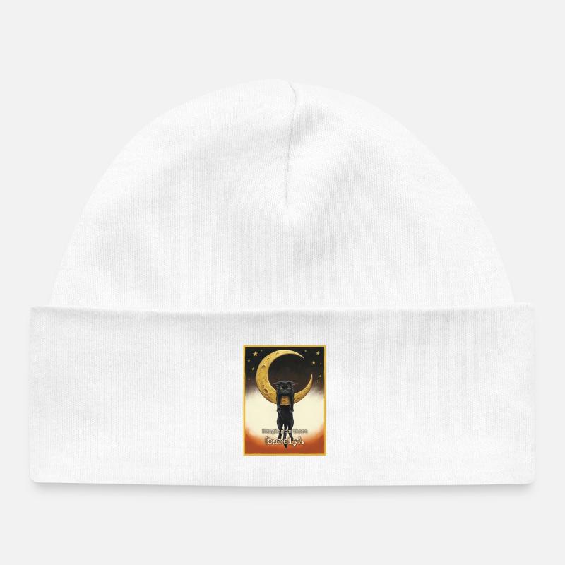 Barely Hanging Cat - Baby Organic Beanie - white