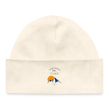 Time takes summit courage - Baby Organic Beanie - white - Front