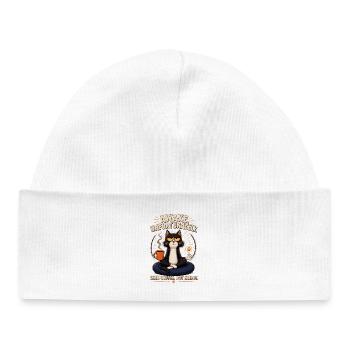 Awake Unfortunate Cat: Coffee Zen - Baby Organic Beanie - white - Front
