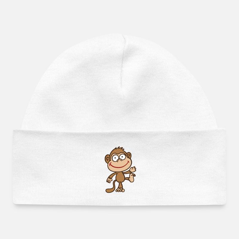 singe - Bonnet bébé bio - blanc