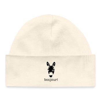 Bonjour Herr Esel Guten Tag Donkey Design - Baby Organic Mütze - Weiß - Vorne