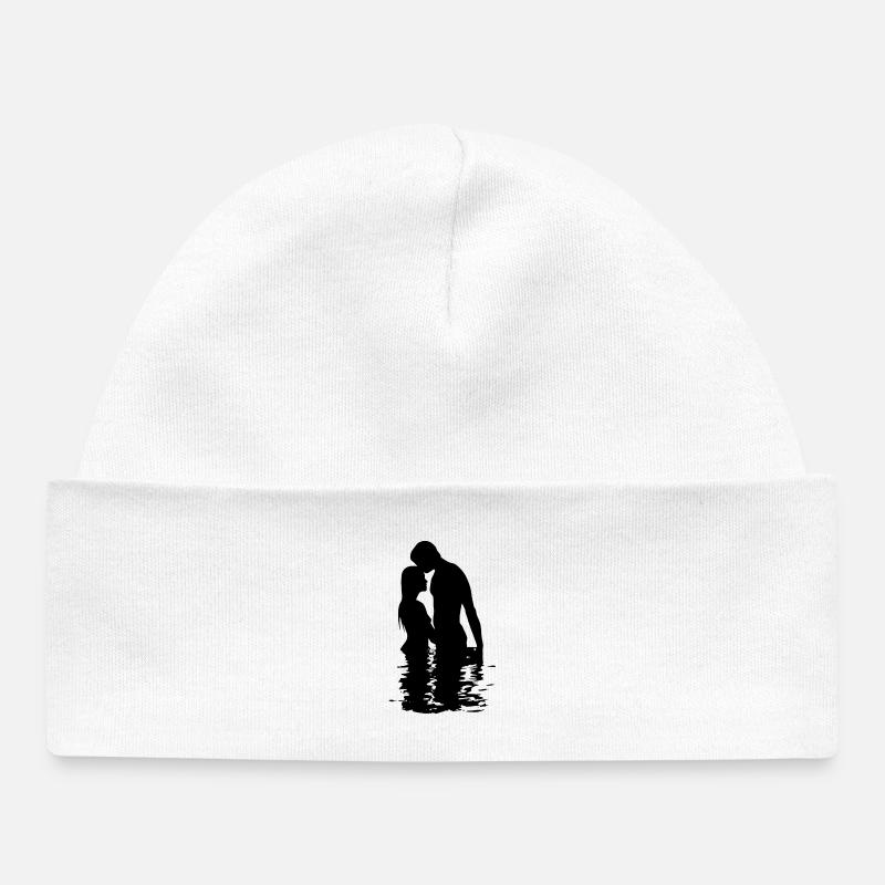 Couple relation cadeau Saint-Valentin - Bonnet bébé bio - blanc
