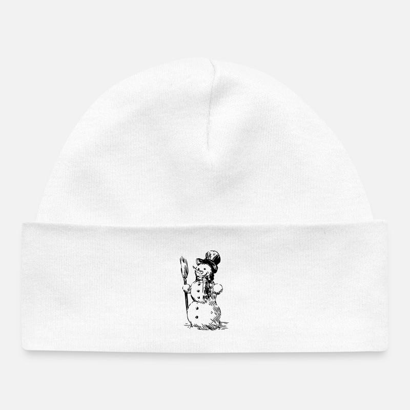 Bonhomme de neige - Bonnet bébé bio - blanc