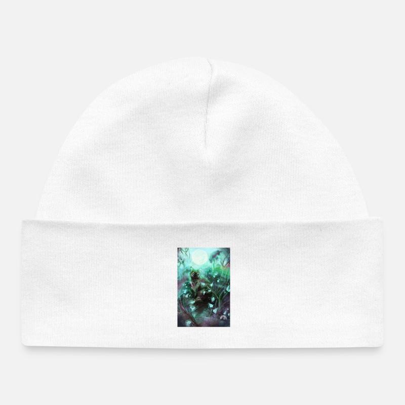 Chat de la forêt dans la forêt magique - Bonnet bébé bio - blanc