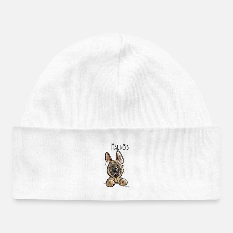 Drôle Malinois - Chien - Chiens - Dessin Animé - Bonnet bébé bio - blanc