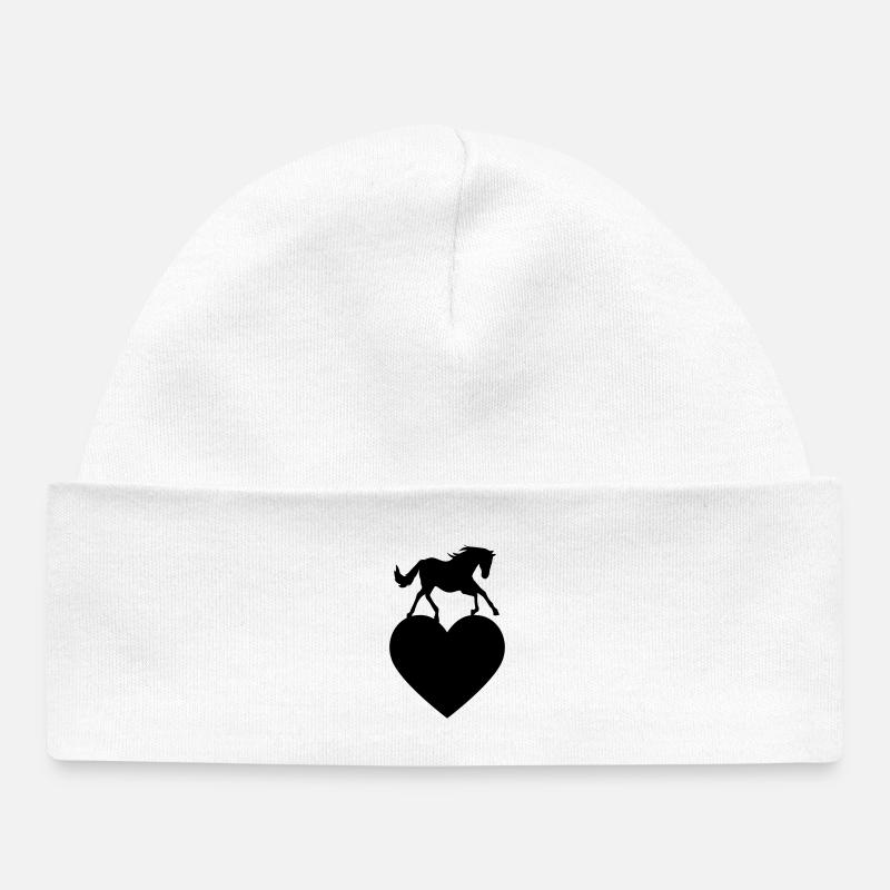 Cheval avec coeur - Bonnet bébé bio - blanc