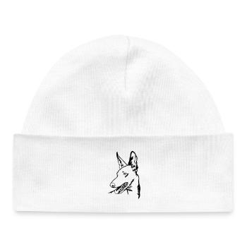 Tête Podenco - Bonnet bébé bio - blanc - Devant