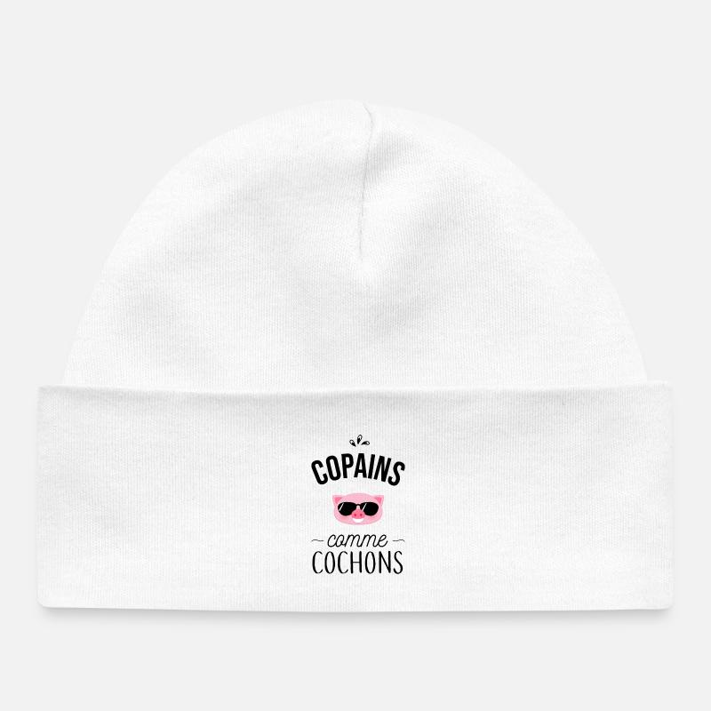 Copains comme cochons - Bonnet bébé bio - blanc