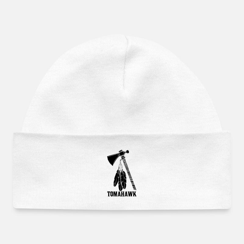 Tomahawk noir - Bonnet bébé bio - blanc