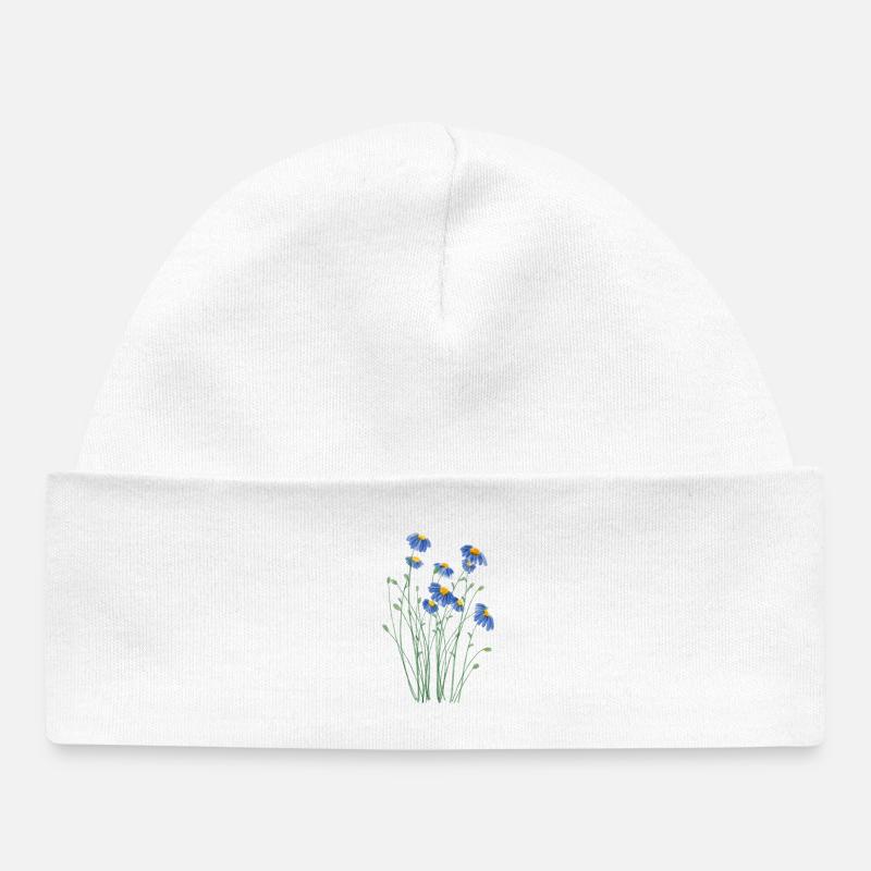 Prairie de fleurs sauvages dans le style de l’aquarelle - Bonnet bébé bio - blanc