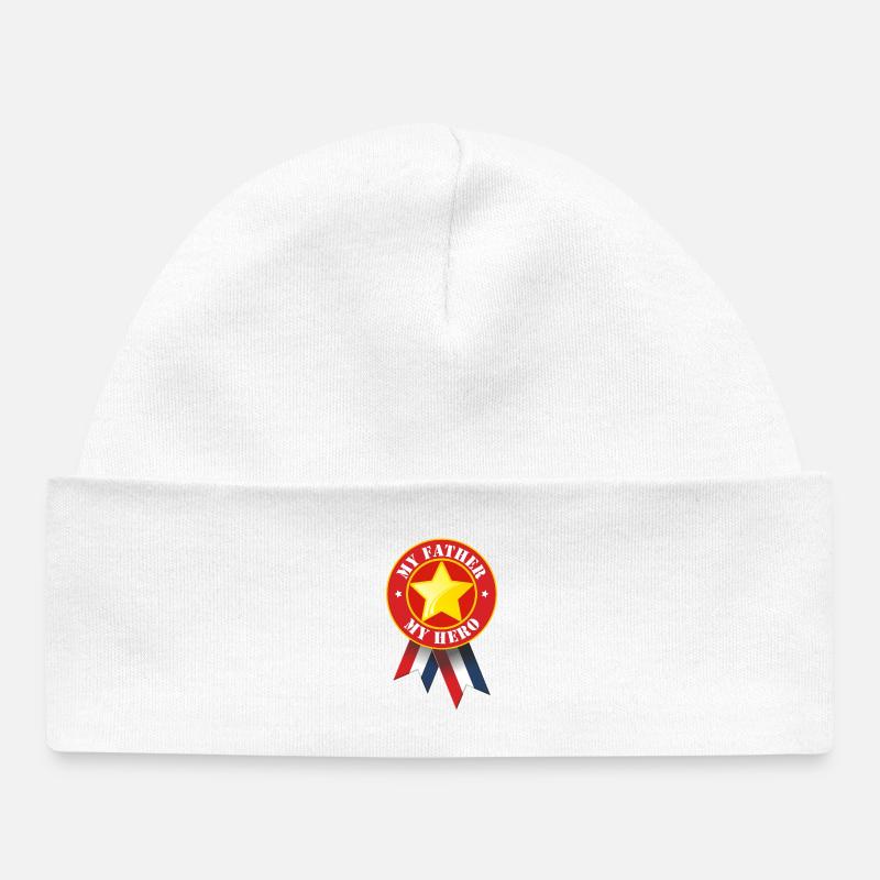 Mon père mon héros - Bonnet bébé bio - blanc