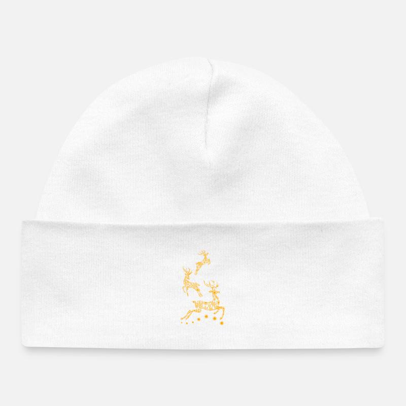 Rennes de Noël - Rennes dorés de Noël - Bonnet bébé bio - blanc