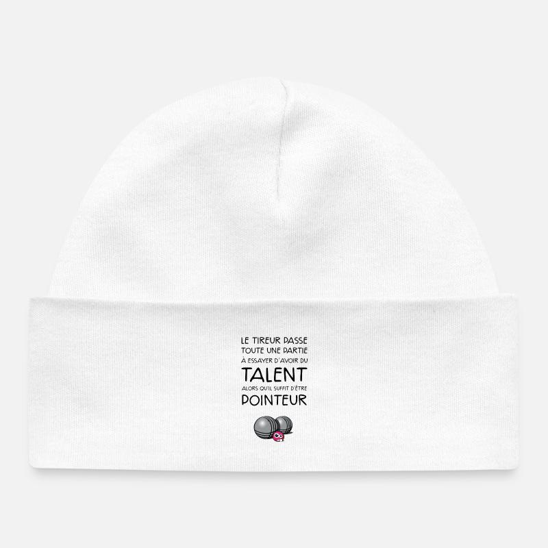 boules pétanque pointeur dicton - Bonnet bébé bio - blanc