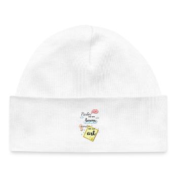 Ecouter est un art - Bonnet bébé bio - blanc - Devant