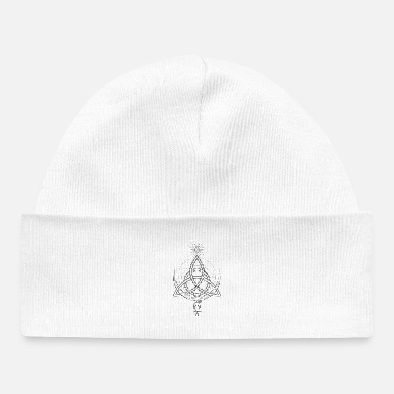Nœud de Trinité Triqueta Triquetra - Bonnet bébé bio - blanc