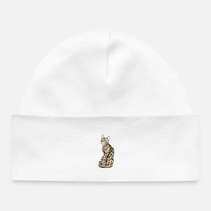 Chat du Bengale - Bonnet bébé bio - blanc