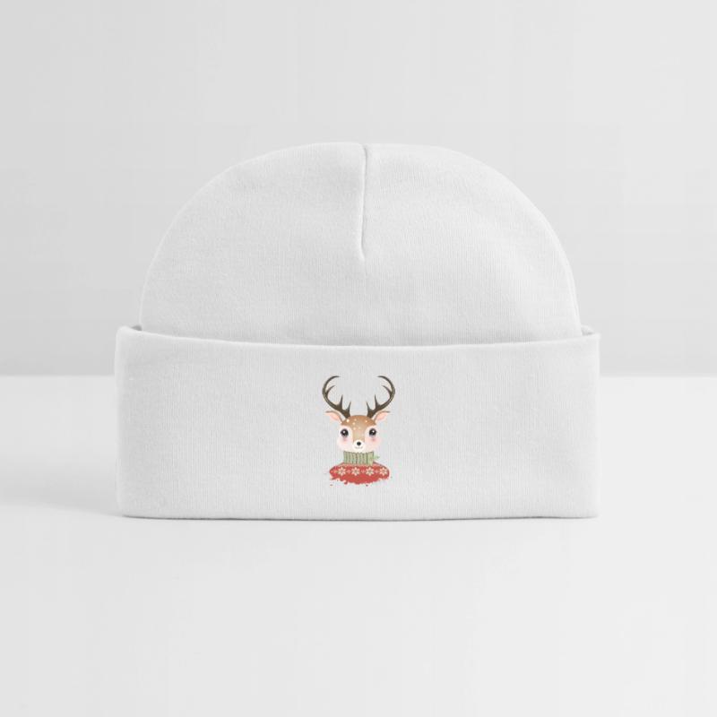 cerf chic mignon avec pull de Noël Bonnet bébé bio