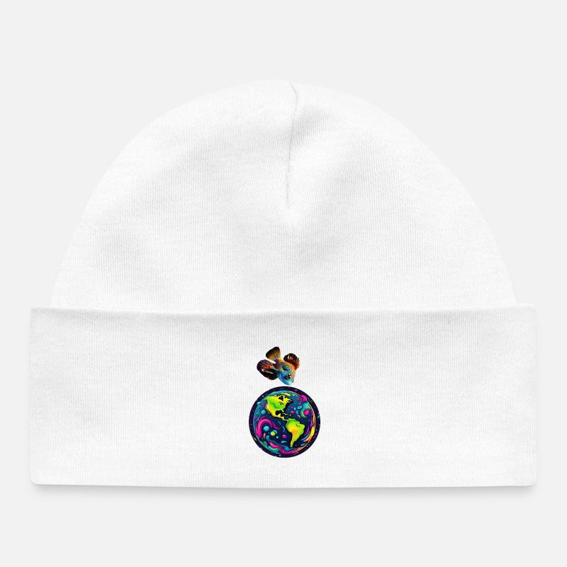 Le poisson et sa planète - Bonnet bébé bio - blanc
