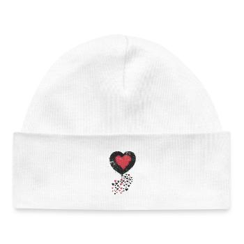 Heart Balloon with Surrounding Black and Red heart - Baby Organic Beanie - white - Front