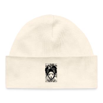 Drawing of a manga comic geisha in kimono - Baby Organic Beanie - white - Front