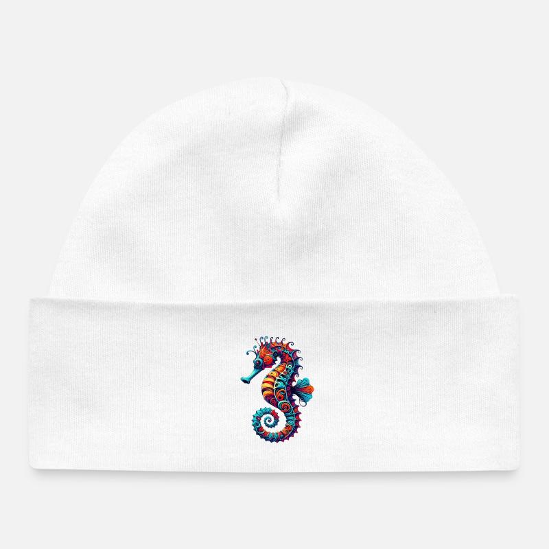 Hippocampe - Bonnet bébé bio - blanc
