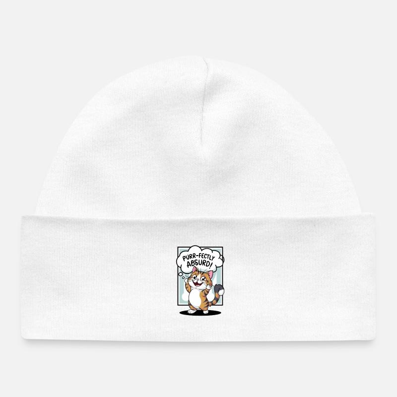 Chat - Ronronnement parfaitement absurde ! - Bonnet bébé bio - blanc