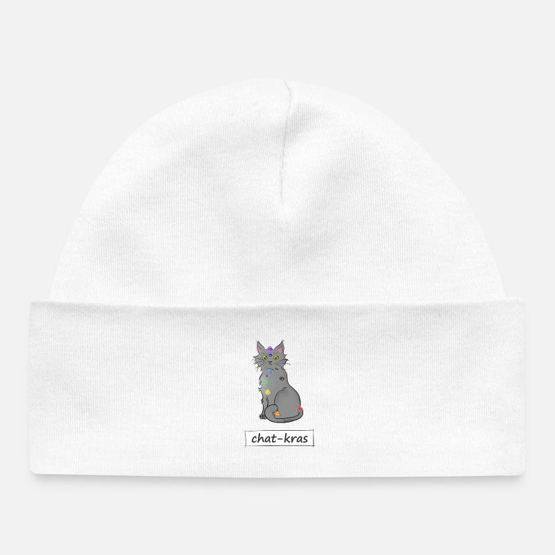 Chat-kras - Bonnet bébé bio - blanc