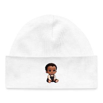 Bébé de dessin animé mignon et heureux - Bonnet bébé bio - blanc - Devant