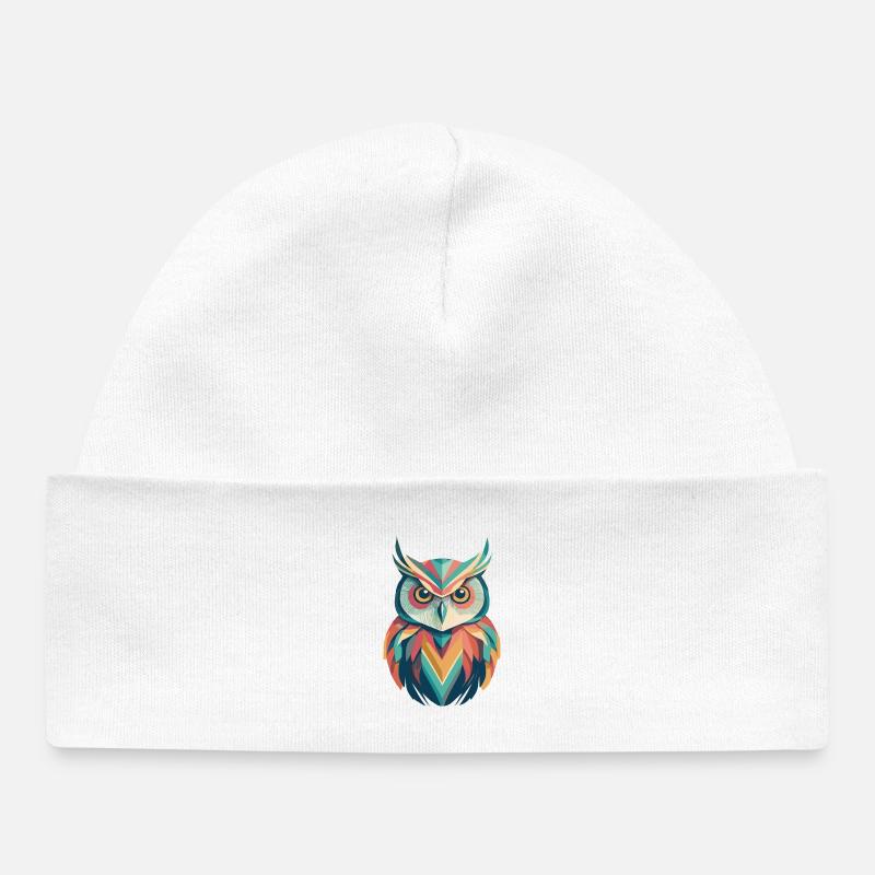 Hibou chromatique - Bonnet bébé bio - blanc