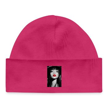 Rotes Lippen Gothic Porträt - Baby Organic Mütze - Weiß - Vorne