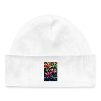 Neon Tropical Leaves Pattern - Baby Organic Beanie - white - Front