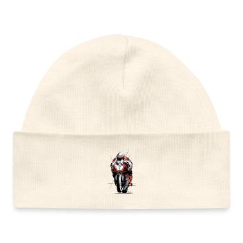 Motorcycle Racer – Drawn Superbike Logo - Baby Organic Beanie - white - Front