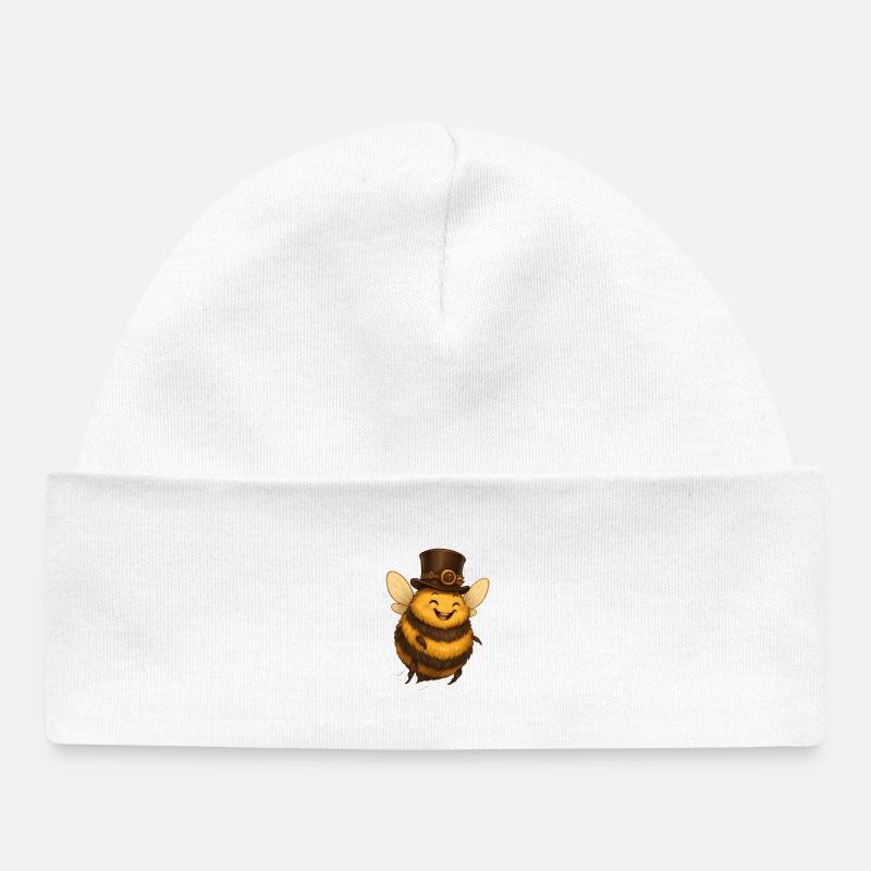 Bumblebee Stroll - Baby Organic Beanie - white