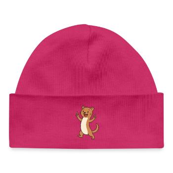 Joyeux bébé belette avec breloque - Bonnet bébé bio - blanc - Devant
