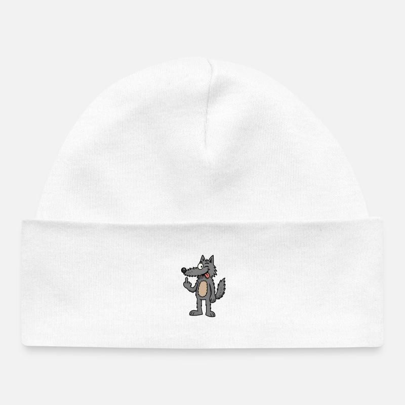 Waldemar Wolf Bande dessinée drôle loup - Bonnet bébé bio - blanc