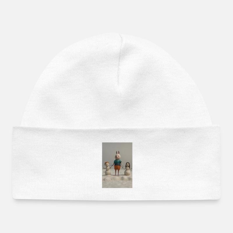 Drôle de lapin de Pâques famille feutre Art - Bonnet bébé bio - blanc