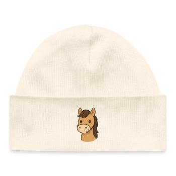 Tête de cheval - Bonnet bébé bio - blanc - Devant