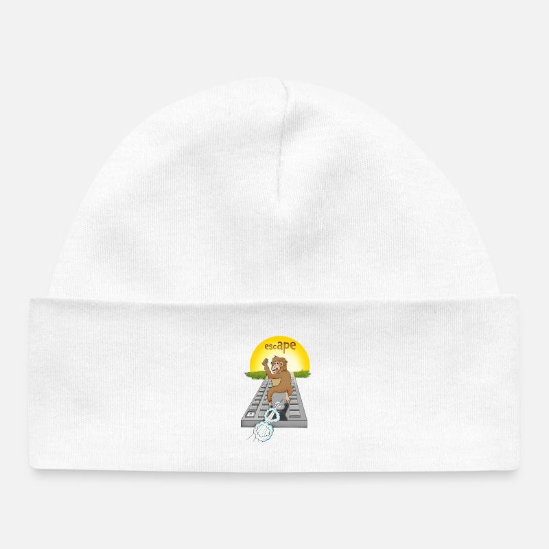 Design de singe humoristique avec clavier - Bonnet bébé bio - blanc