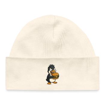 Pingouin frais avec hamburger Cheeseburger Restauration rapide - Bonnet bébé bio - blanc - Devant