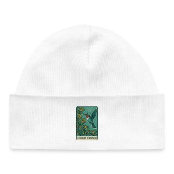 Hummingbird and Flowers – Vintage Botanical Bird - Baby Organic Beanie - white - Front