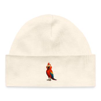 Drôle de perroquet ara - oiseau de dessin animé coloré - Bonnet bébé bio - blanc - Devant