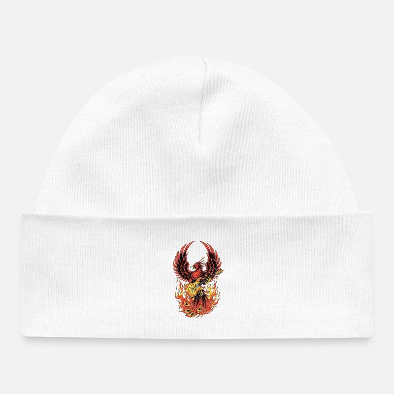 Fiery Eagle Guitar Rock Design - Baby Organic Beanie - white
