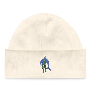 Alien Diver with Shark Funny Sci-Fi - Baby Organic Beanie - white - Front