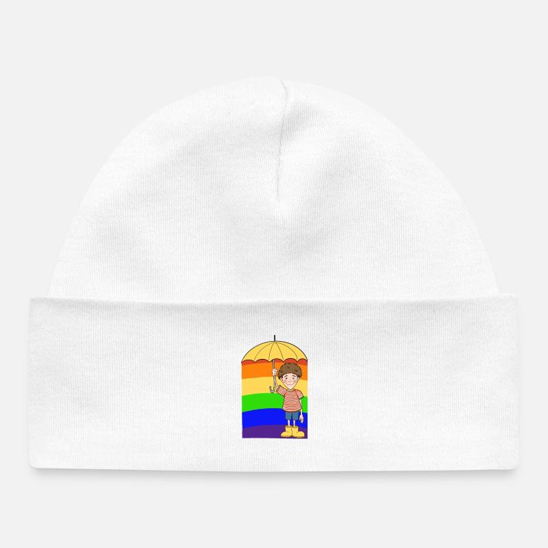 Homme arc-en-ciel - Bonnet bébé bio - blanc