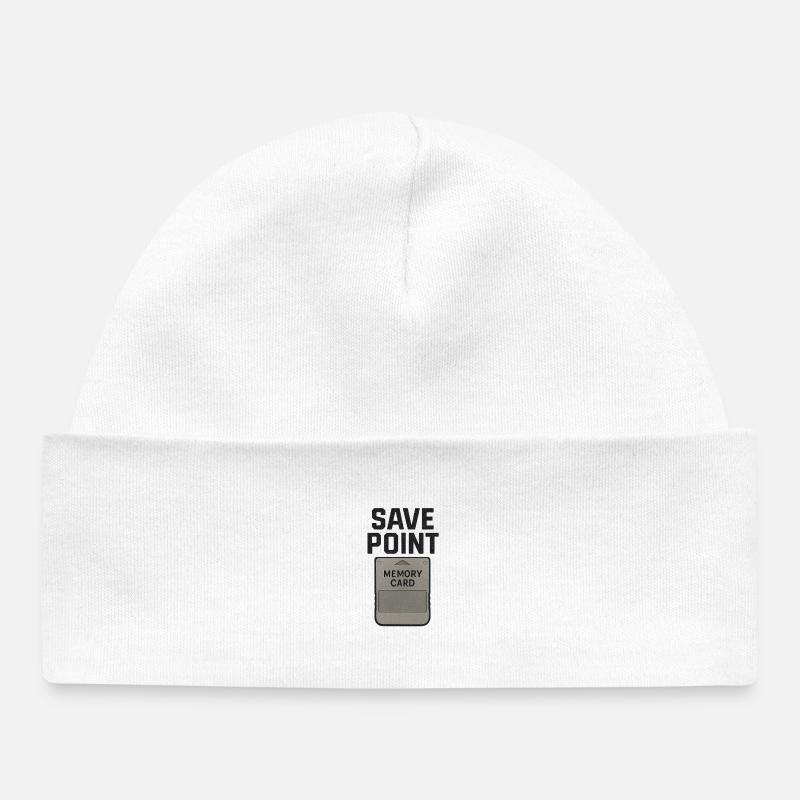 Té graphique de point d’enregistrement de carte mémoire - Bonnet bébé bio - blanc