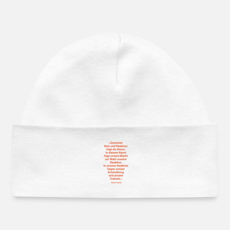 Thought Space - Between Stimulus and Reaction - Baby Organic Beanie - white