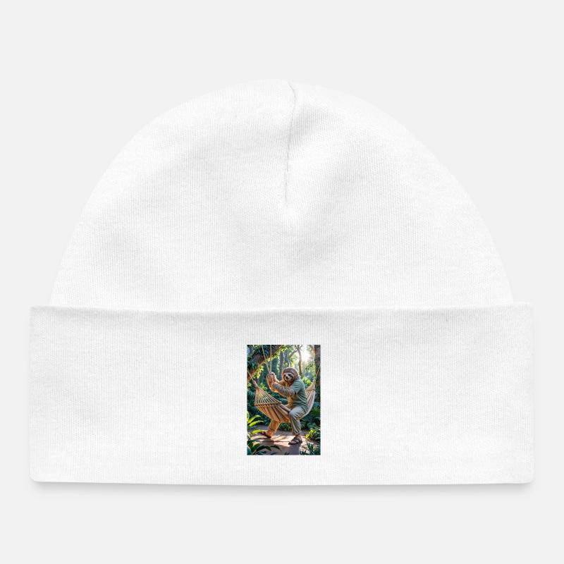 Paresseux humanoïde dans la forêt tropicale - Bonnet bébé bio - blanc