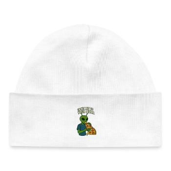 Conception de t-shirt Alien Pizza avec slogan - Bonnet bébé bio - blanc - Devant