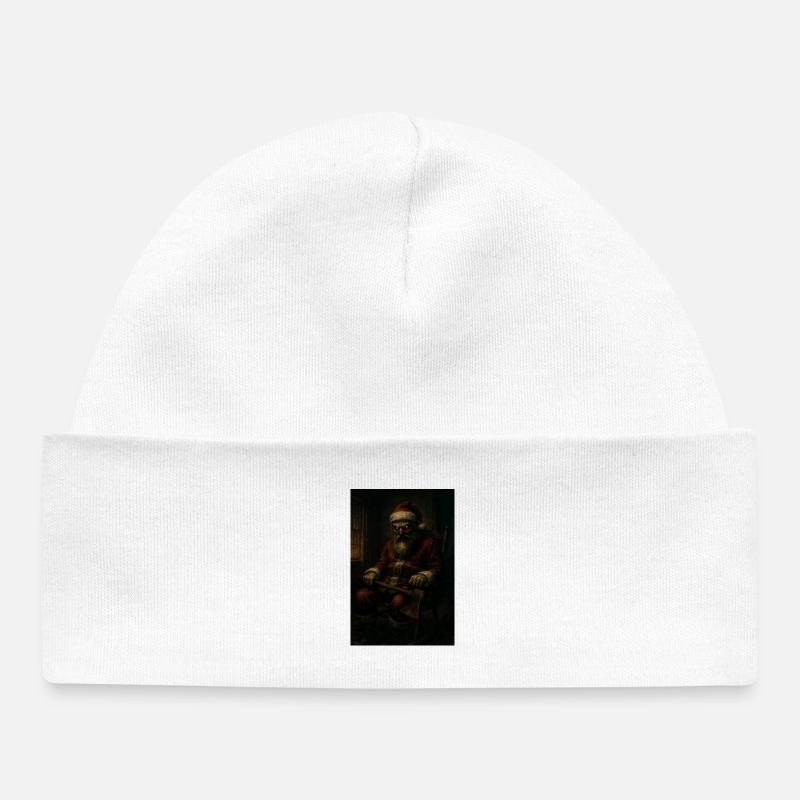 Le Père Noël Noir avec la hache - Bonnet bébé bio - blanc